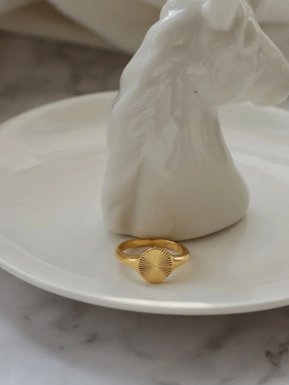 Sunshine Burst Ring 18K Gold Plated Stainless Steel Rings for Women Dainty